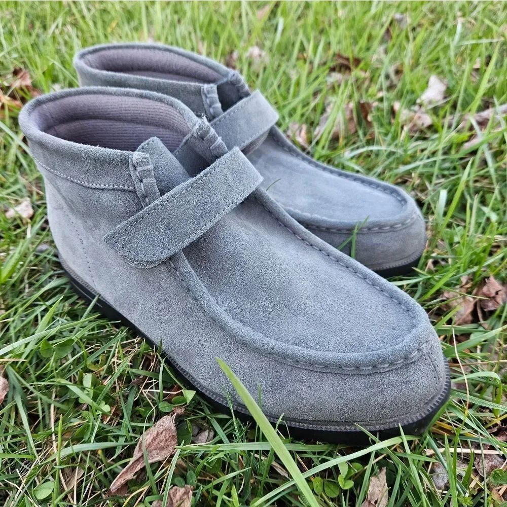 NWOT Haband Casual Joe Gray Suede Leather Moccasin Boots Size 8.5 - Picture 6 of 12